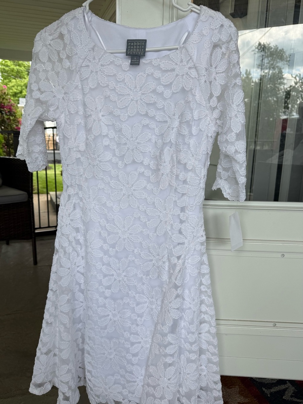 Rabbit Rabbit Rabbit White Floral Lace Fit and Flare Dress